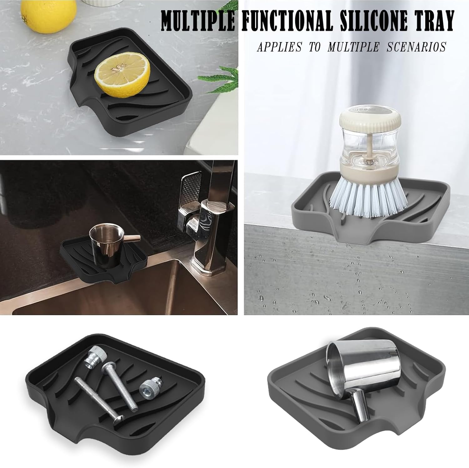 Silicone Soap Dish 2-Pack Black Gray