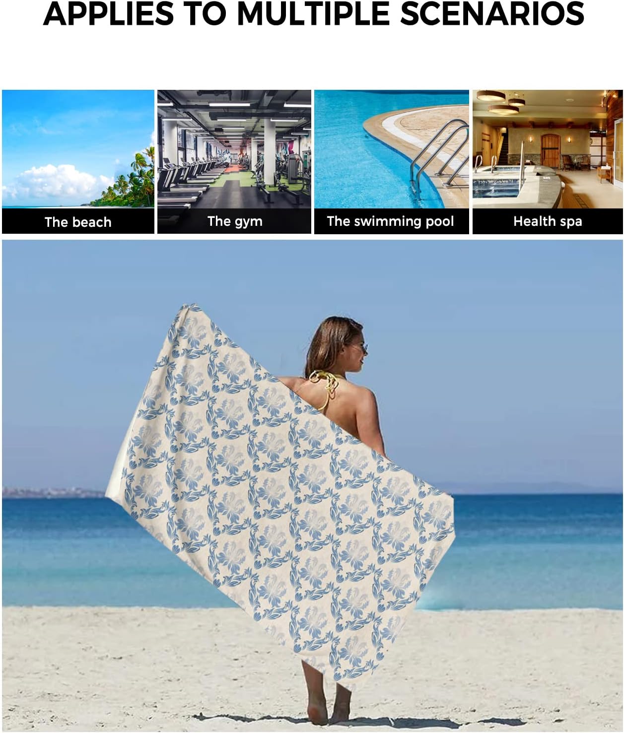 Shine Home European Blue Towel Set with Decor
