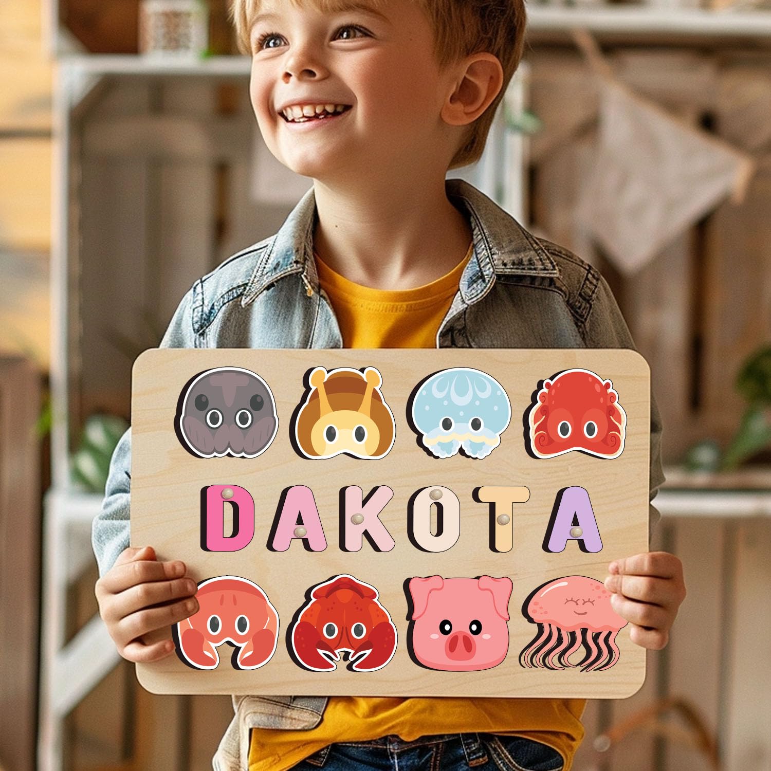 Personalized Wooden Name Puzzle for Kids 1-3