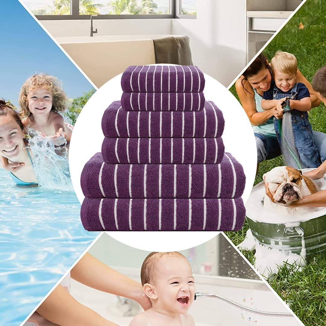 CASA COPENHAGEN 6 Piece Towel Set Dark Purple