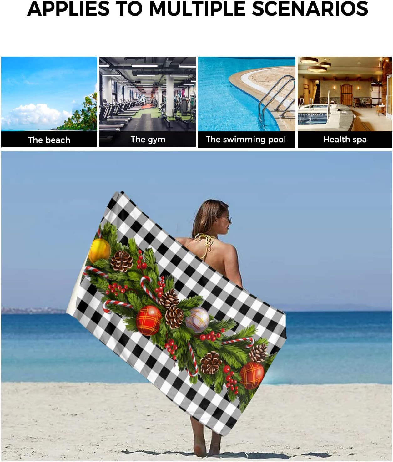 Shine-Home Farmhouse Christmas Towel Set 3pcs 1