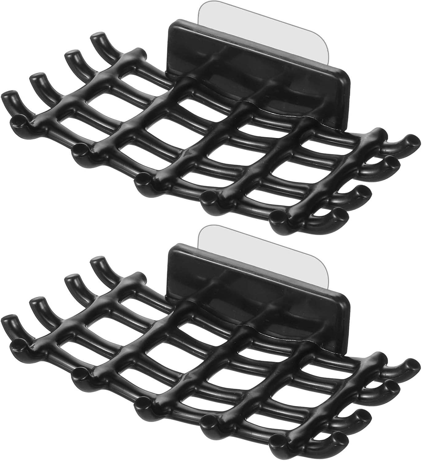 2 pcs Shower Soap Holder with Hooks - Black