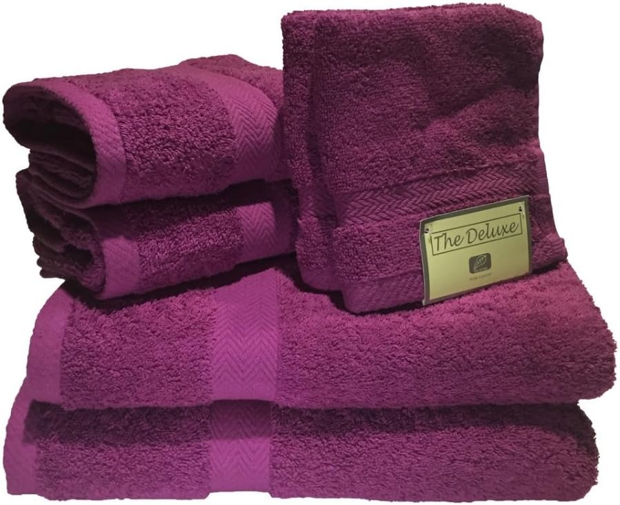 843488 Deluxe 6-Piece Cotton Terry Bath Towel Set in Magenta