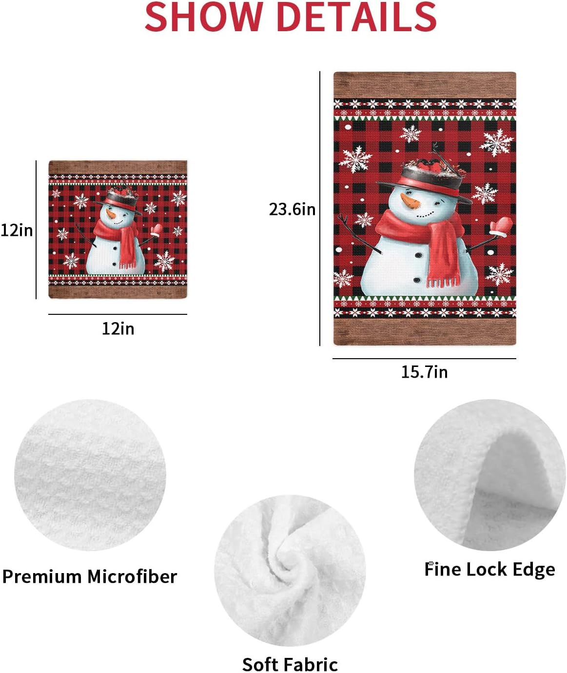Falaniique Xmas Snowman Waffle Towel Set of 4
