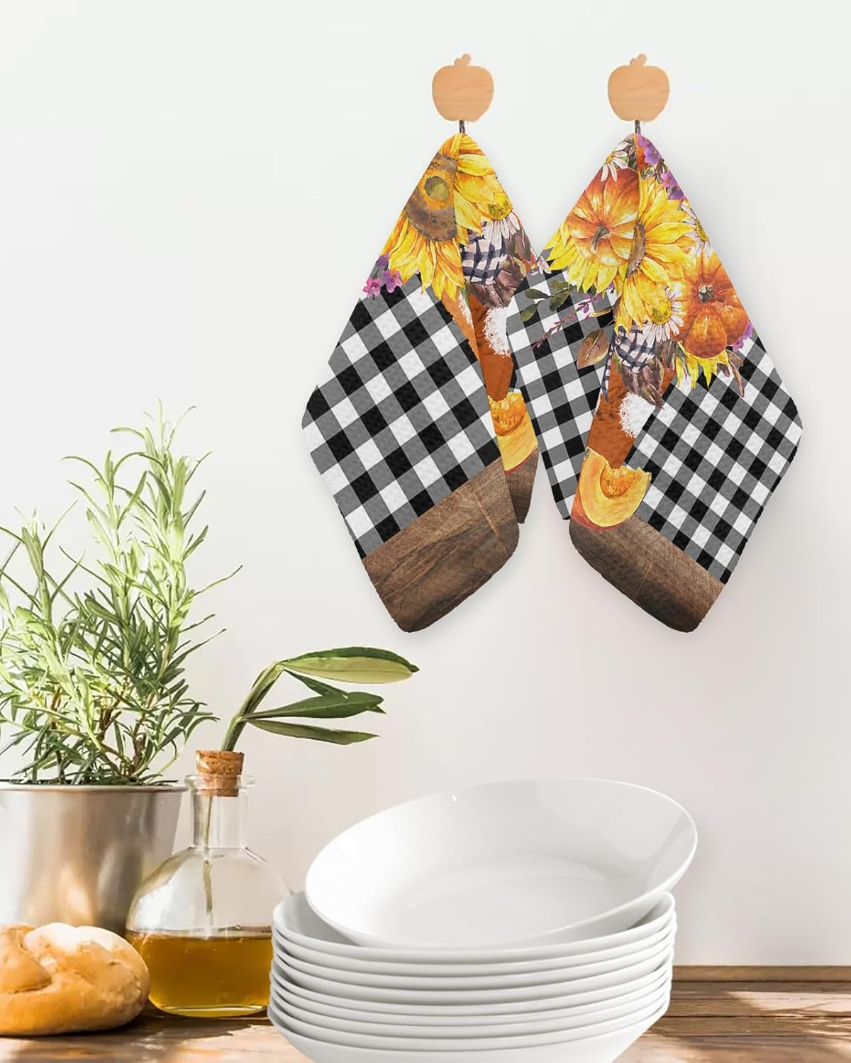 Falaniique Waffle Towel Set of 2 Black White