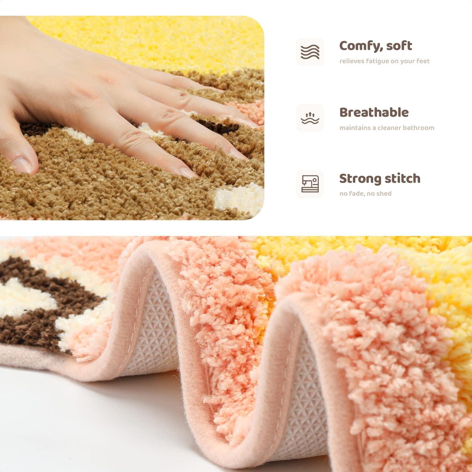 Molesun Bear Bath Rug Plush Microfiber Non-Slip 18 x 27