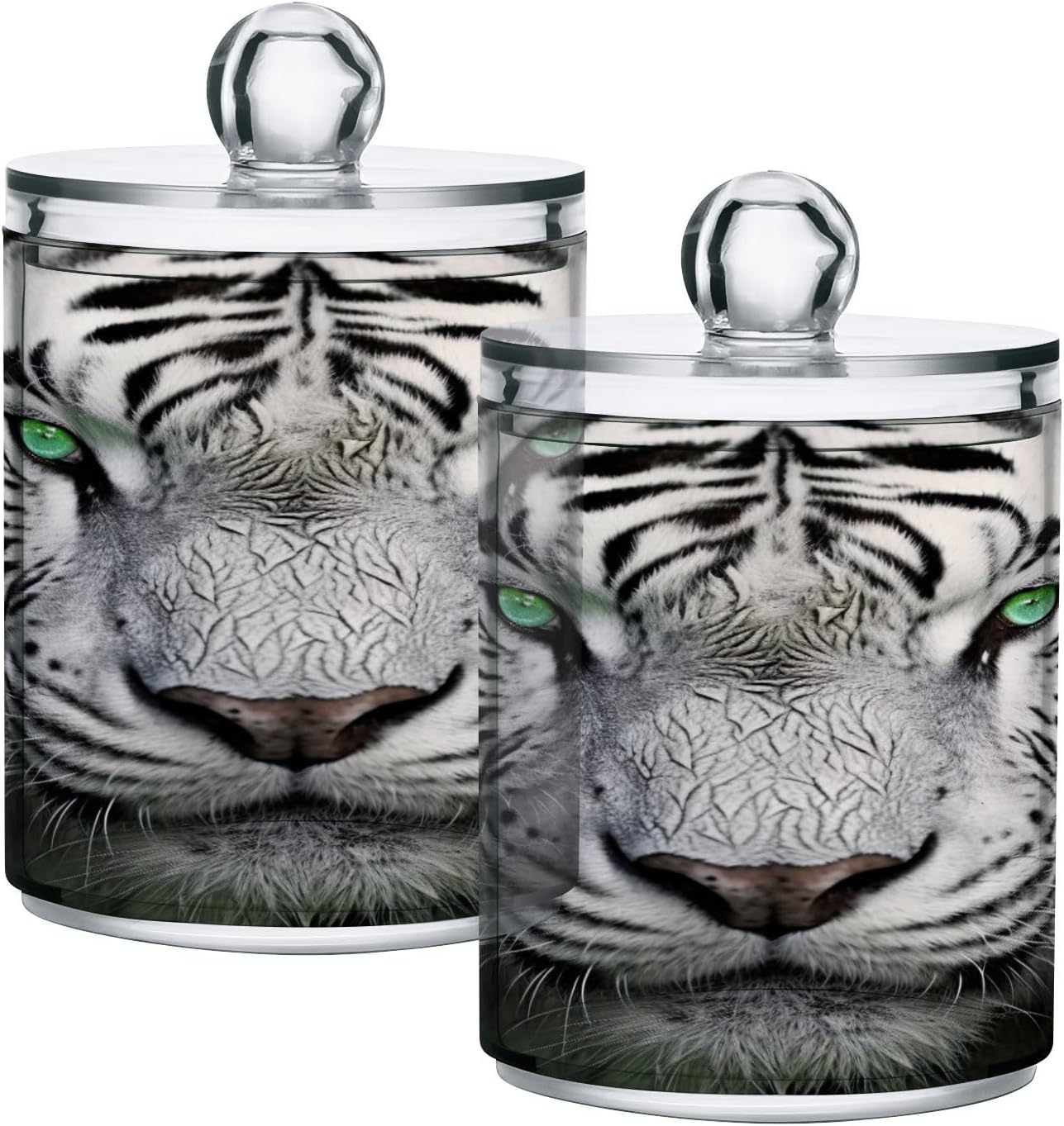 YETTASBIN Tiger Clear Plastic Jars 2 Pack Dispenser