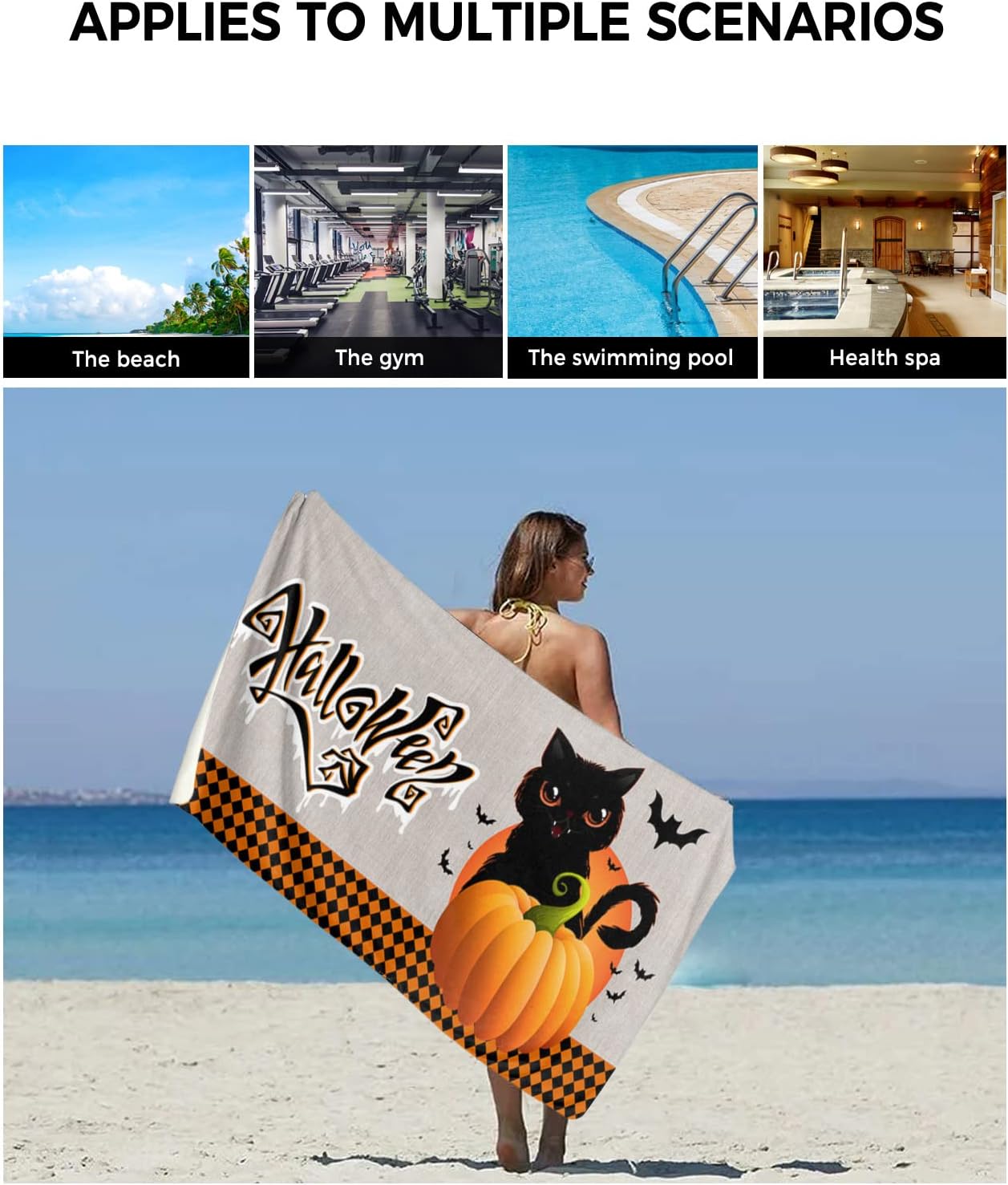 Chees D Zone Fall Pumpkin Halloween Orange Plaid Bath Towel Set