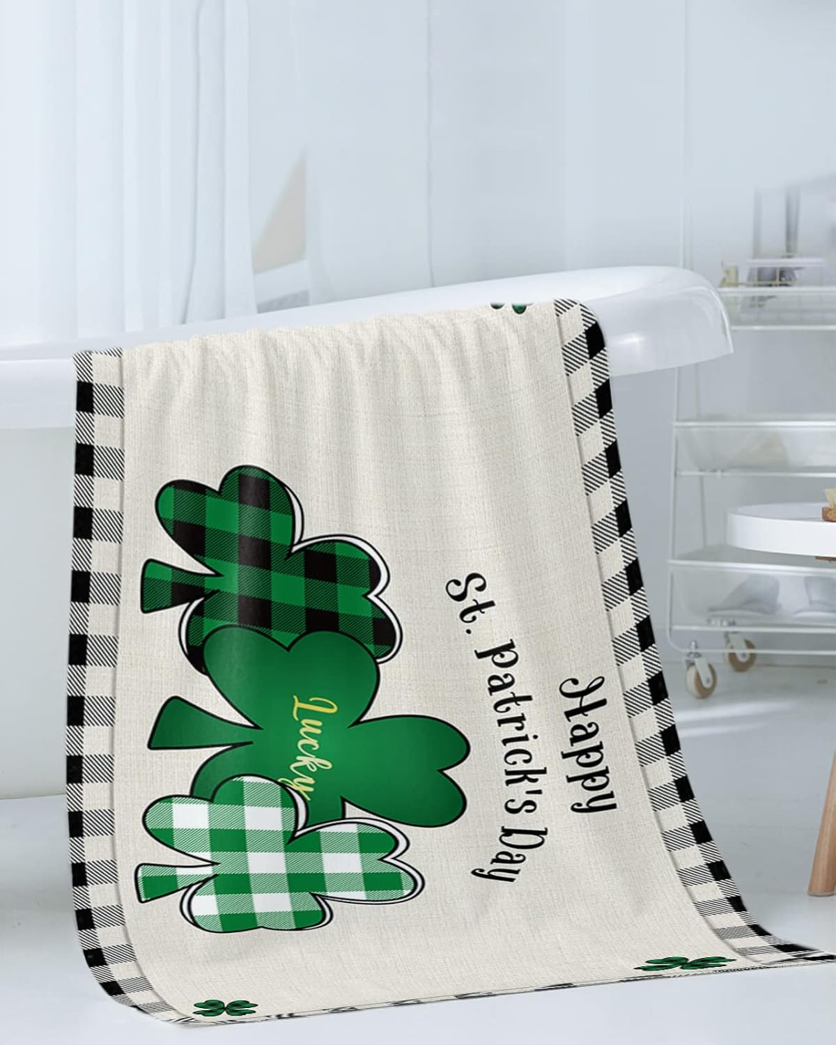 ZOE GARDEN St Patricks Day Towel Set with Shamrock Design