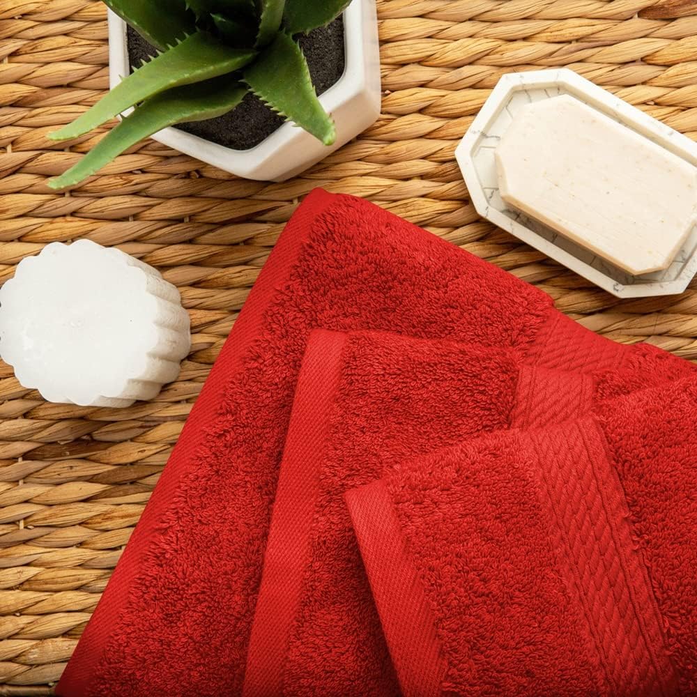Superior Egyptian Cotton 3-Piece Towel Set in Red
