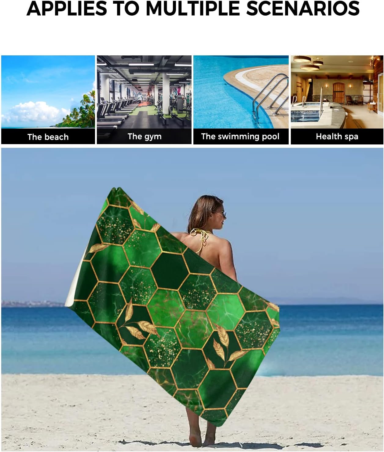 ZOE GARDEN Gradient Emerald Green Marble Towel Set