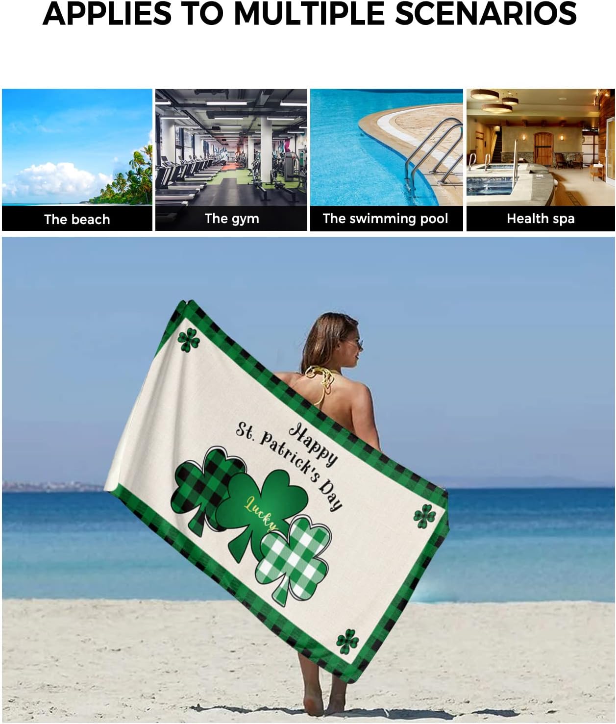 ZOE GARDEN Buffalo Plaid Shamrock Towel Set