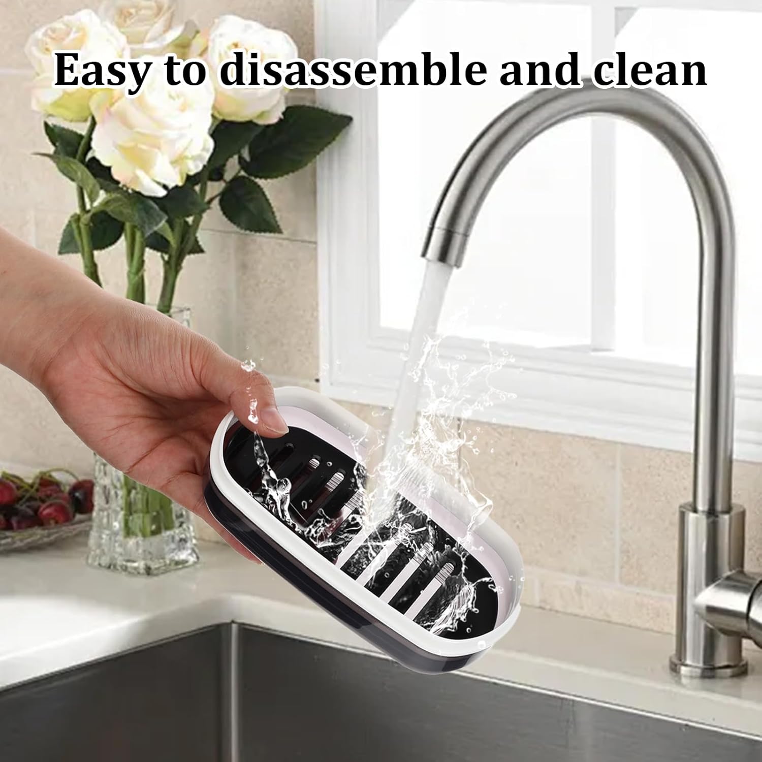 Kifmurase Large Black Shampoo Bar Holder with Drainage Dish