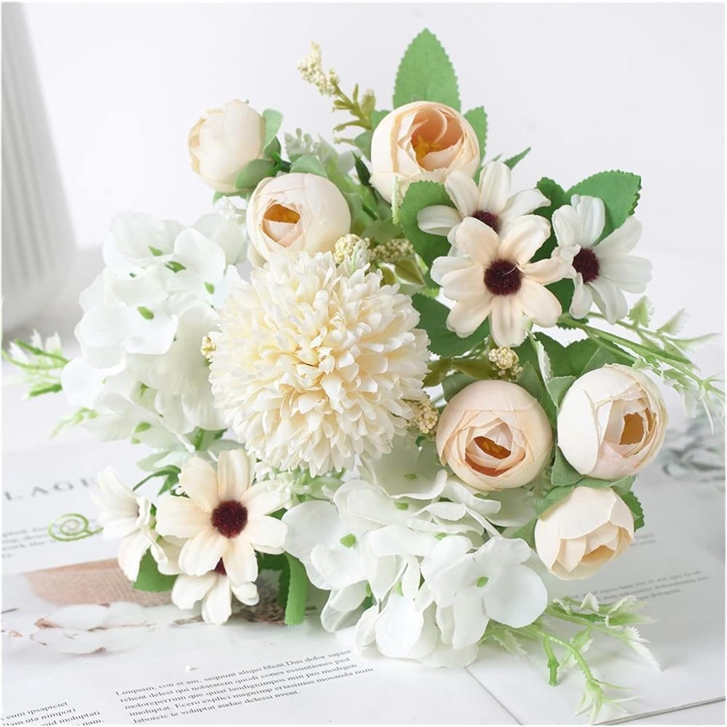 GaRcan Artificial Flowers with Pots 1pc Mixed Peony Hydrangea Silk Bouquet 1