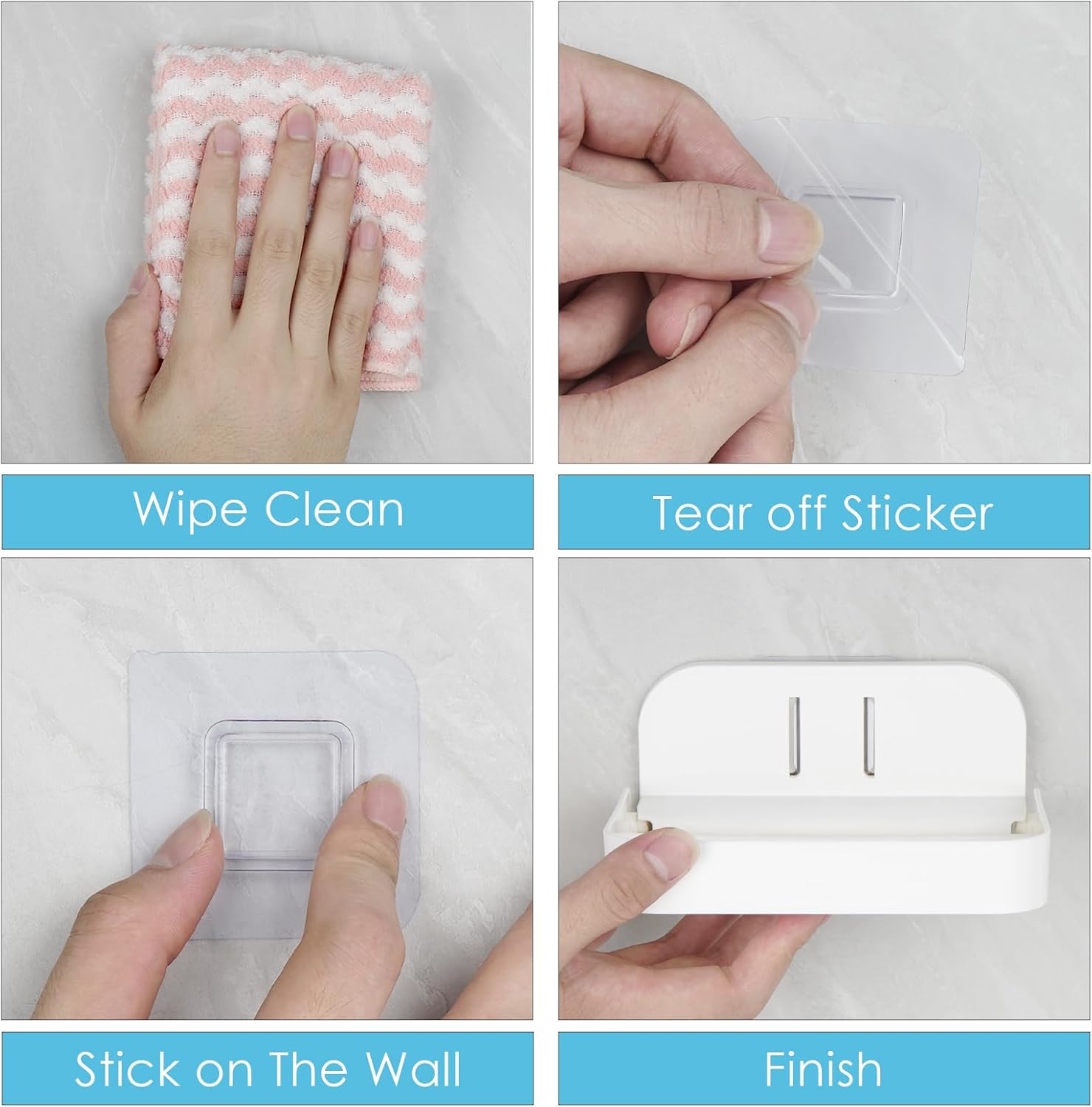 2 Pack Wall Mount Soap Holder with Drain and Foldable Tray