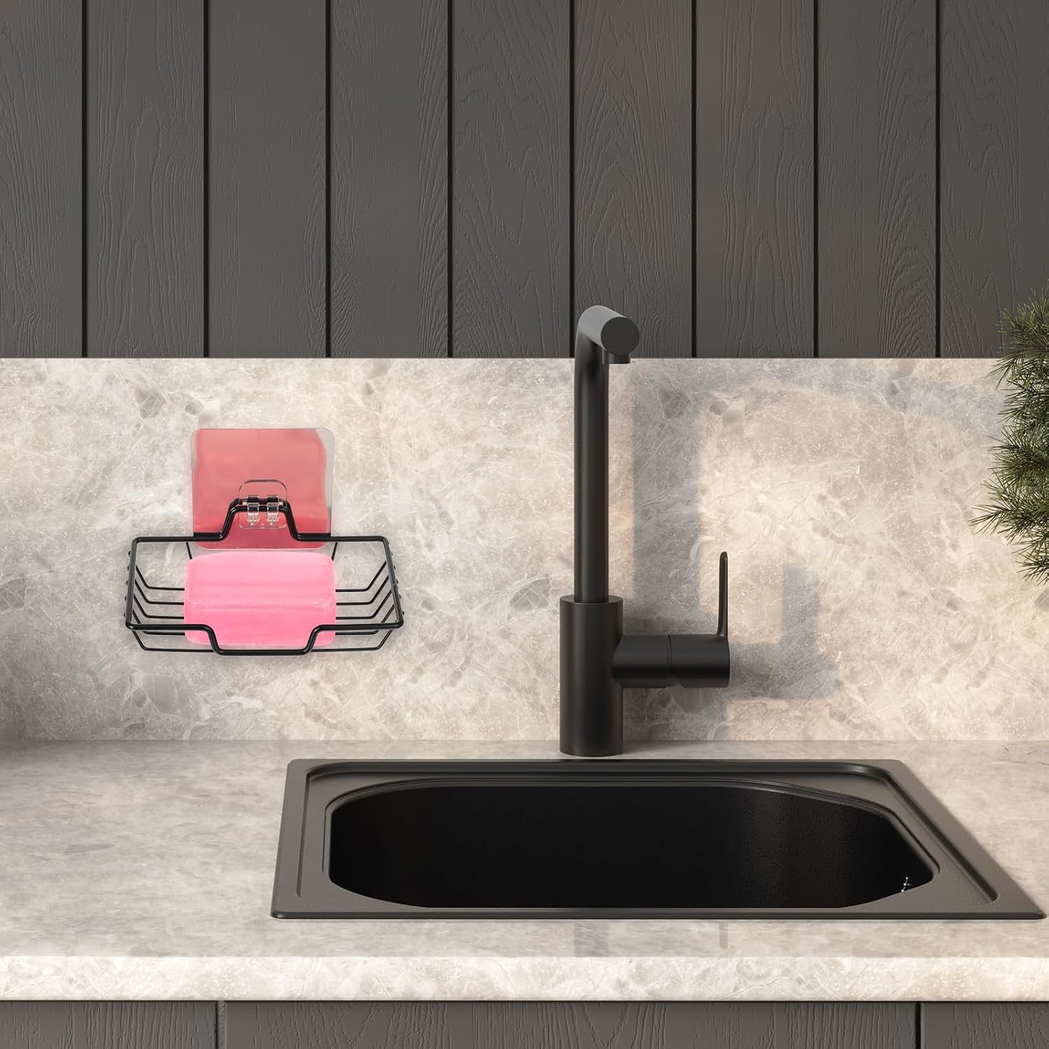 Kifmurase Black Bar Soap Holder No Drilling