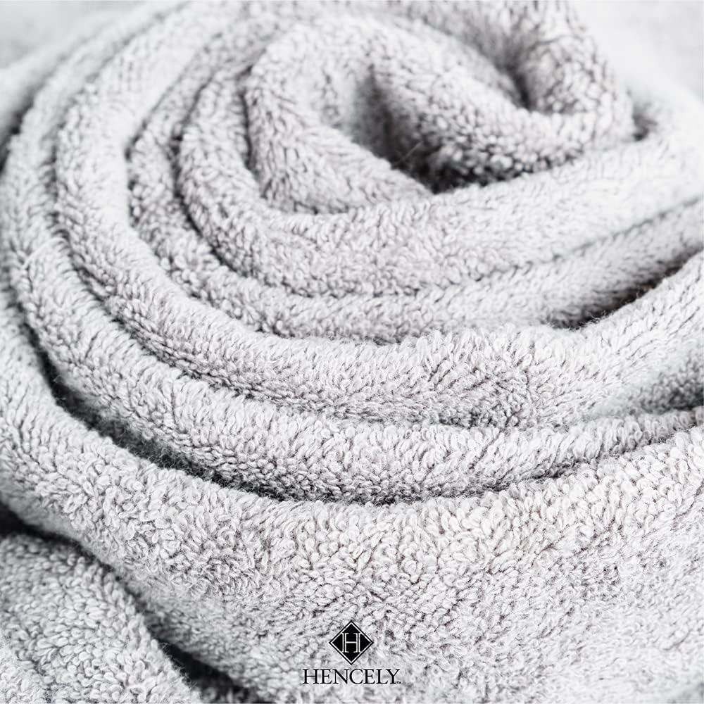Hencely 6-Piece Bath Towel Set - Soft Turkish Cotton Silver