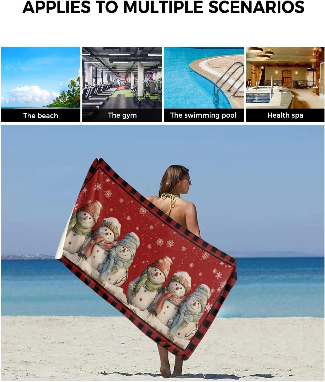 ZOE GARDEN Christmas Red Towel Set 3-PC Quick Dry Luxury Soft