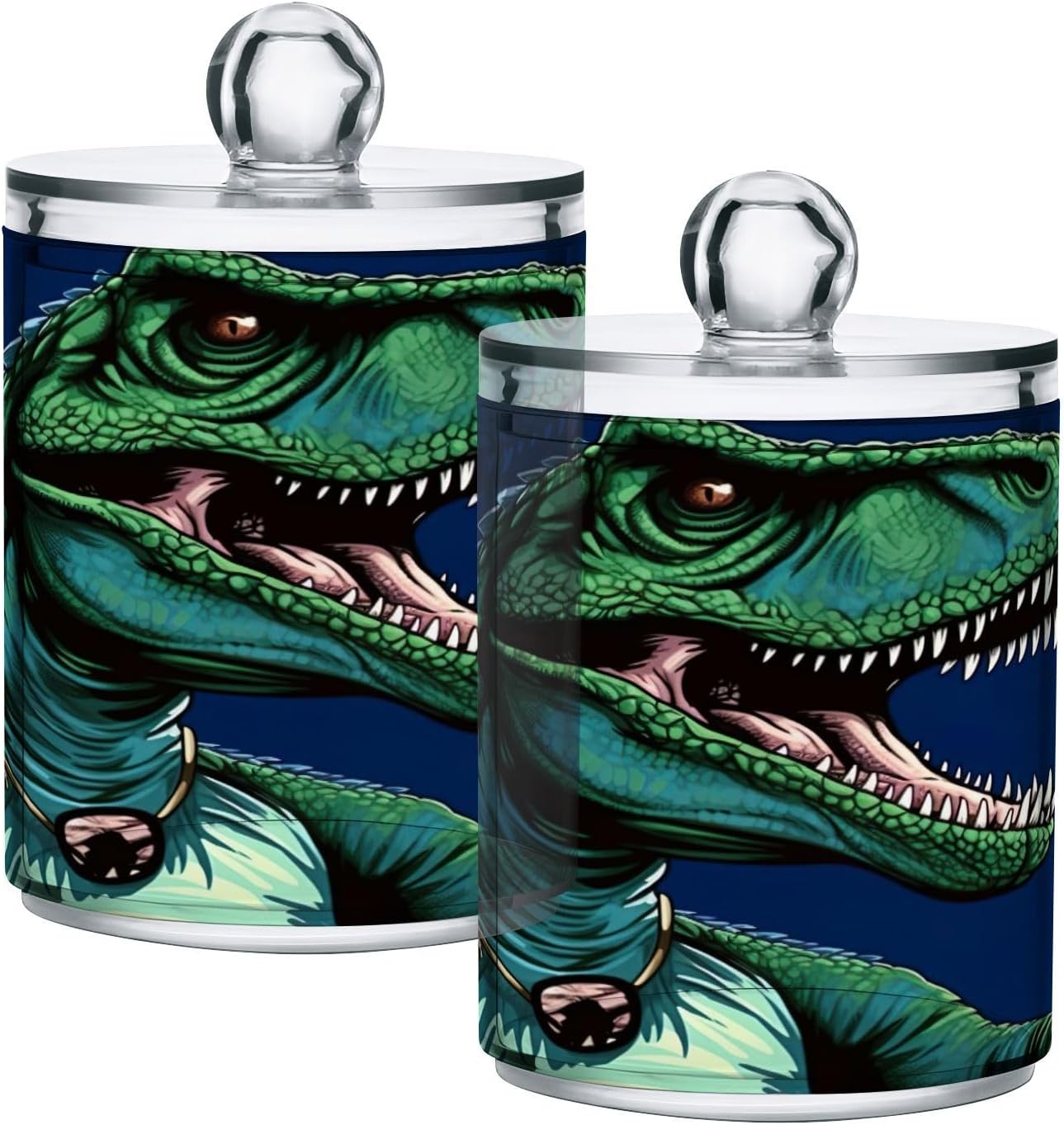 YETTASBIN Dinosaur Clear Apothecary Jars 2 Pack 14oz
