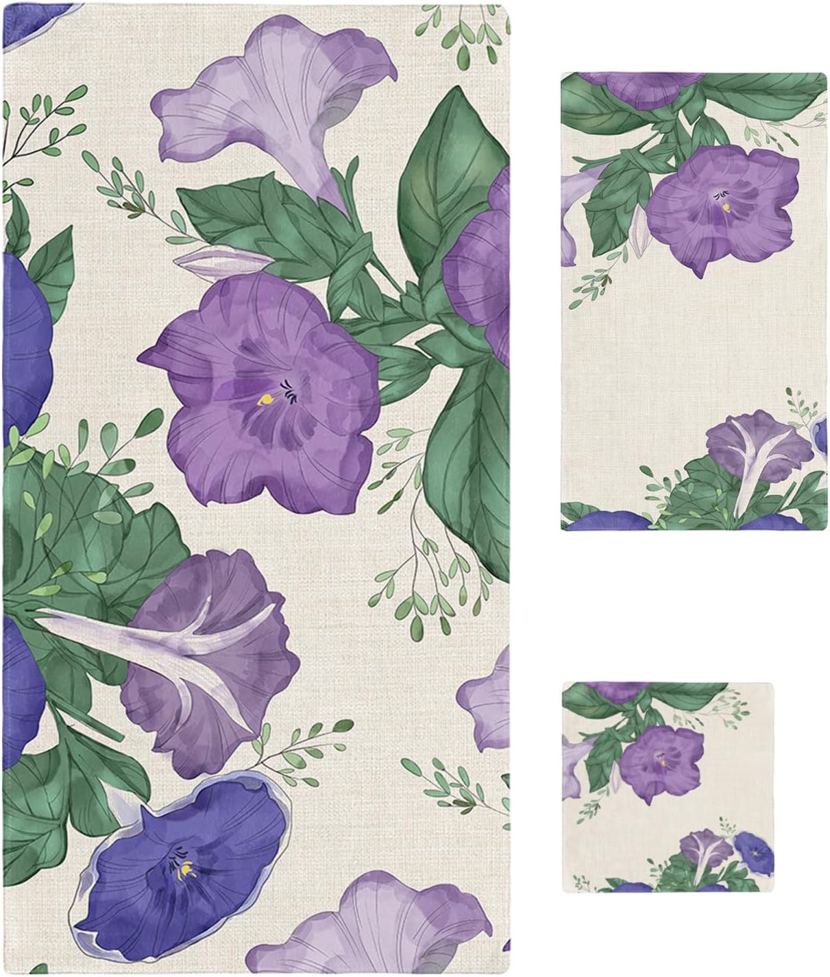 Smile Sunflower Bath Towels Set of 3 with Morning Glory Design