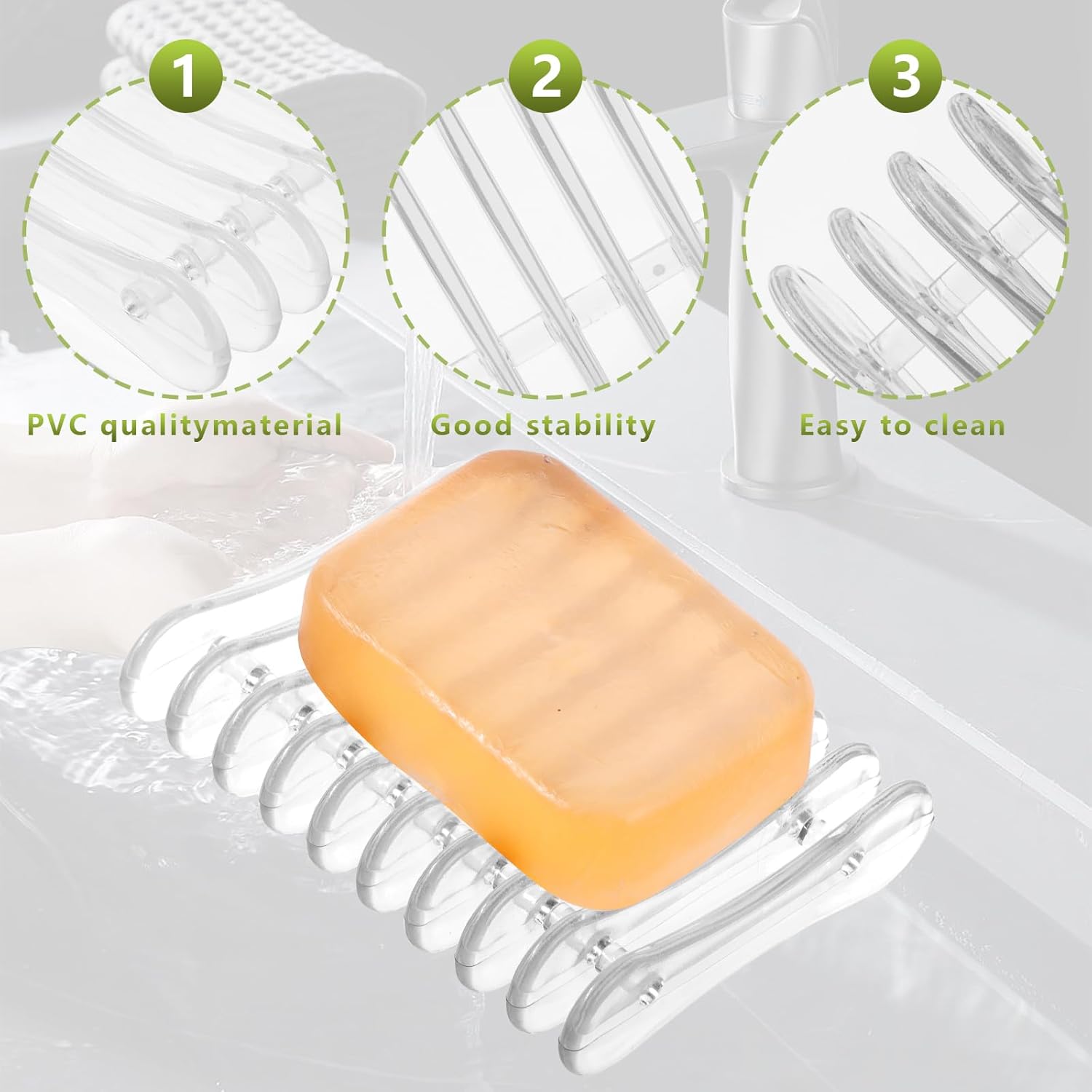 Teaaha 2 Pack Plastic Bar Soap Dish for Shower Kitchen and Bathroom