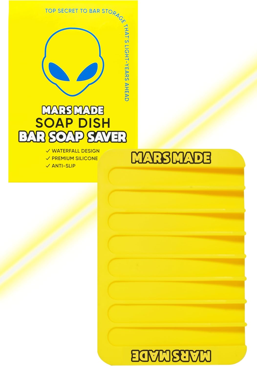 MARS MADE Yellow Silicone Soap Dish with Waterfall Design