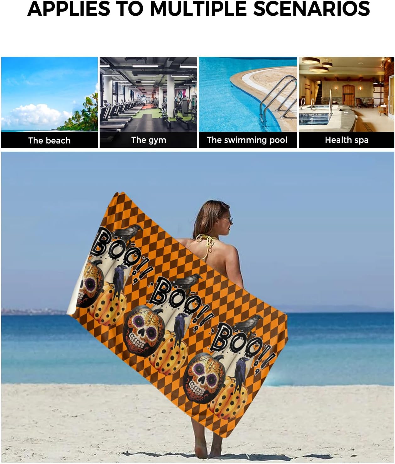 ZOE GARDEN Halloween Towel Set 3-PC Quick Dry Luxury Soft