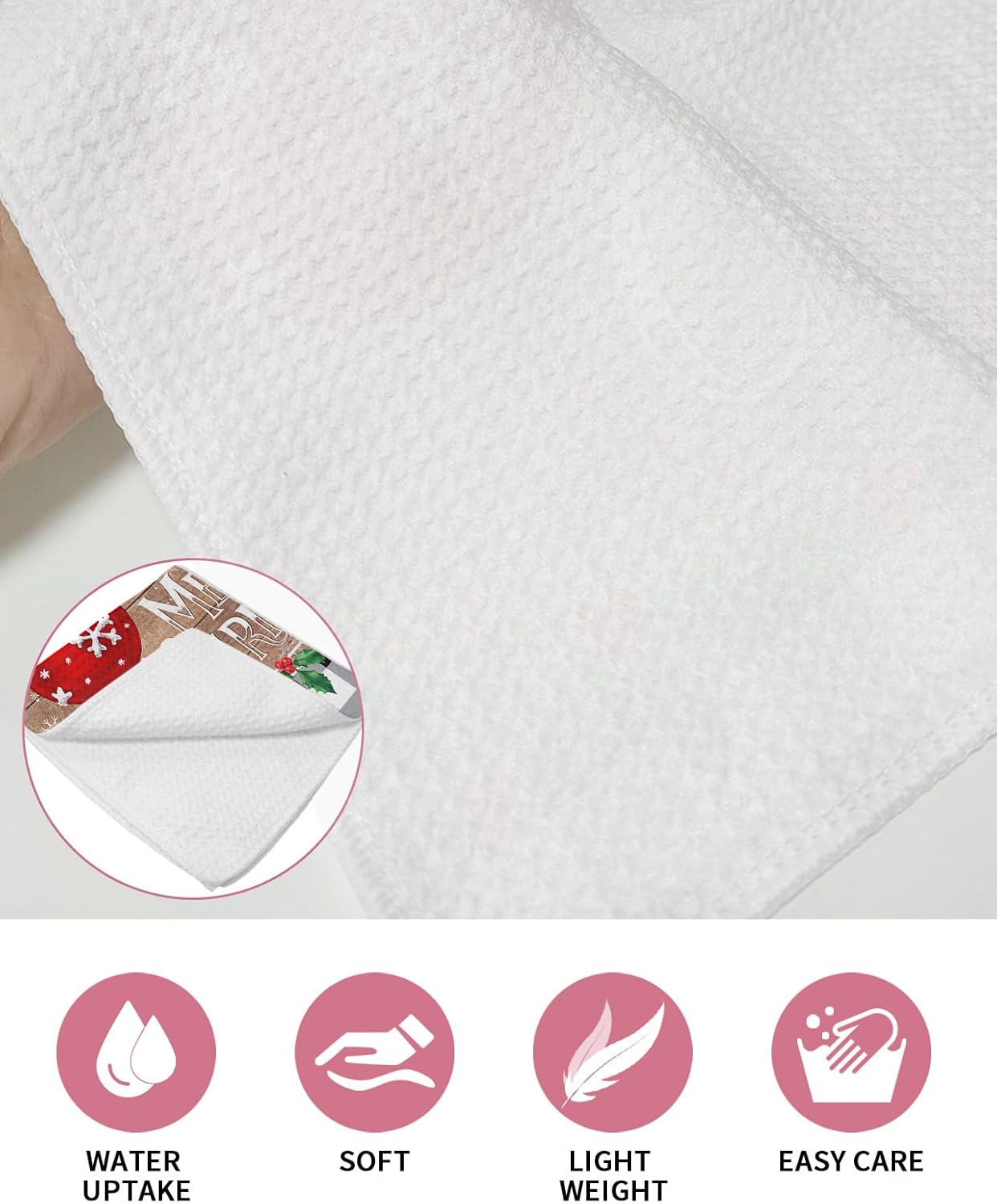 Falaniique Red Waffle Dish Towel Set of 2