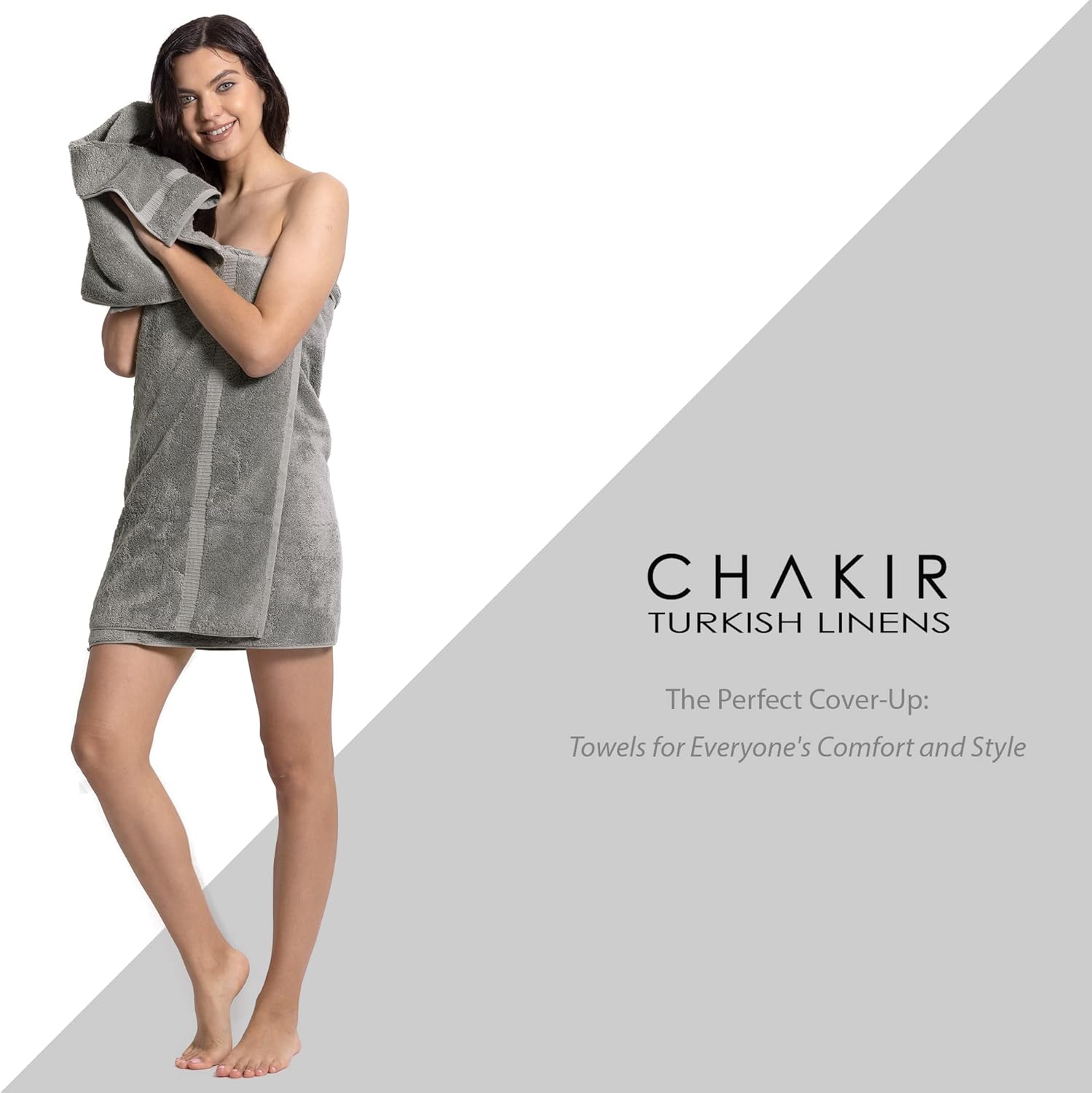 Chakir Turkish Linens Premium 100 Cotton Towel Set Bundle Gray 1