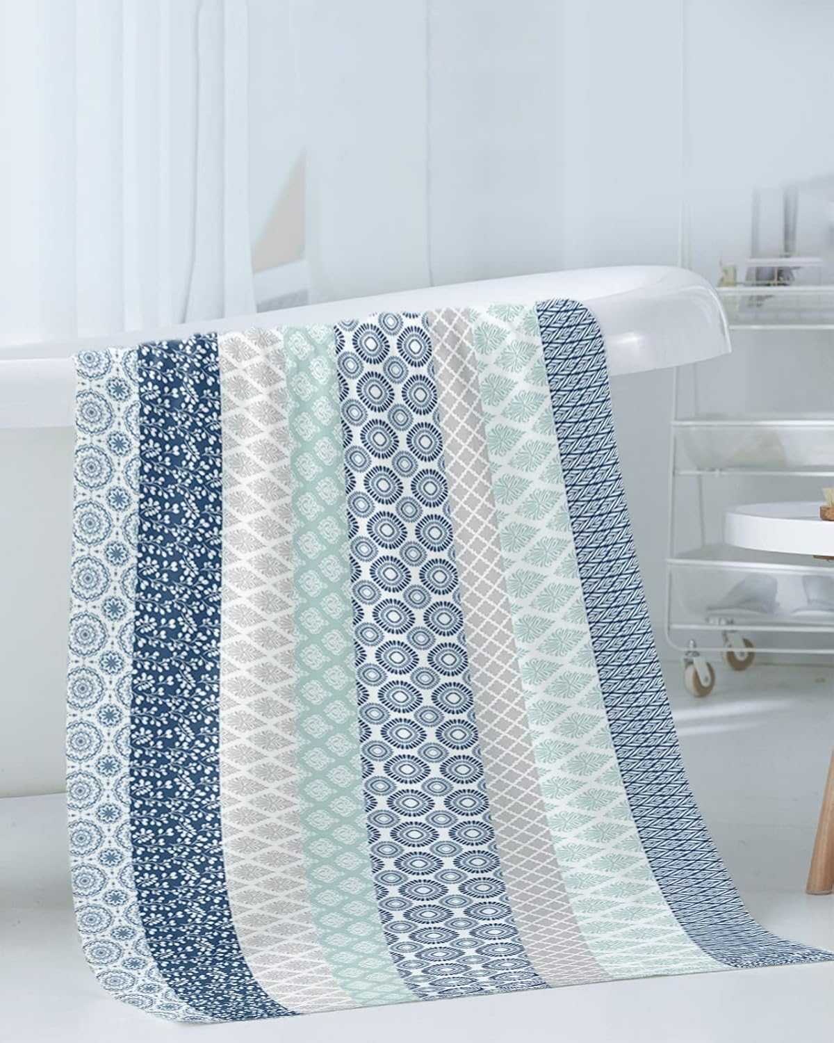 Shine-Home Bohemian Towel Set Decor Blue Grey