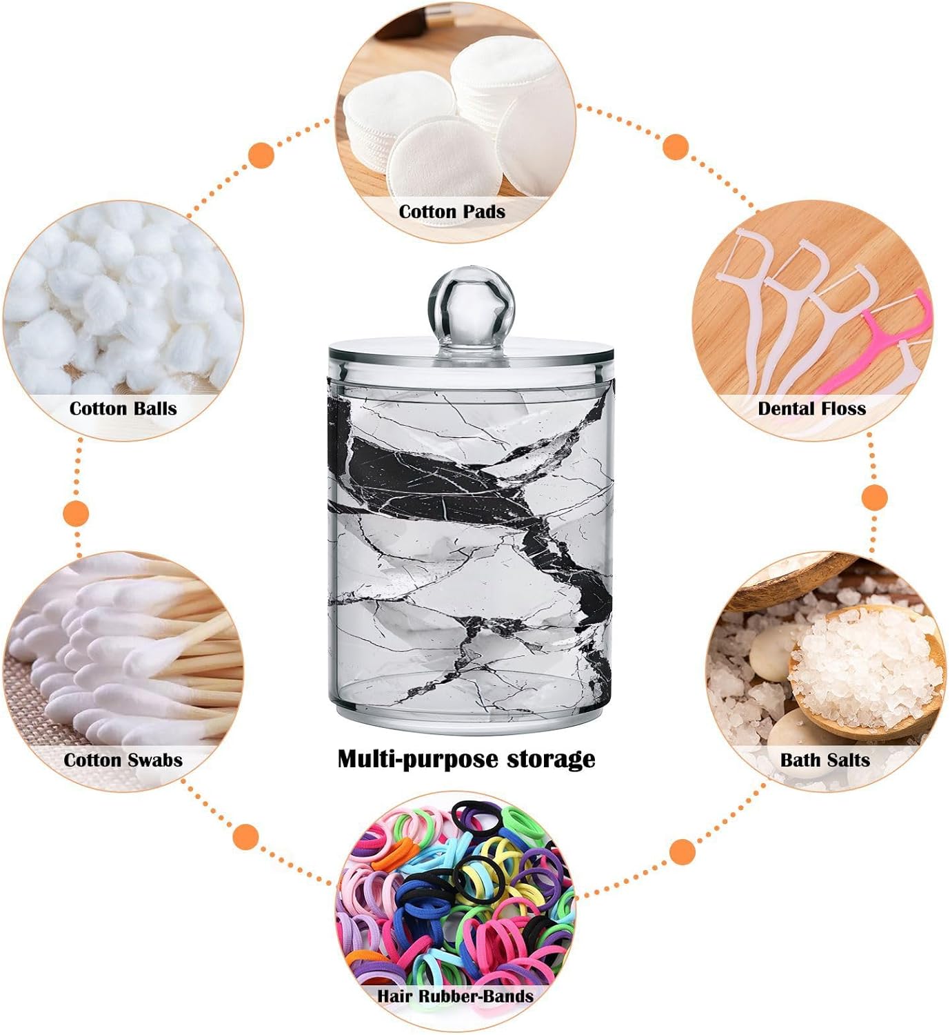 YETTASBIN Marble Clear Storage Jars 2 Pack 1