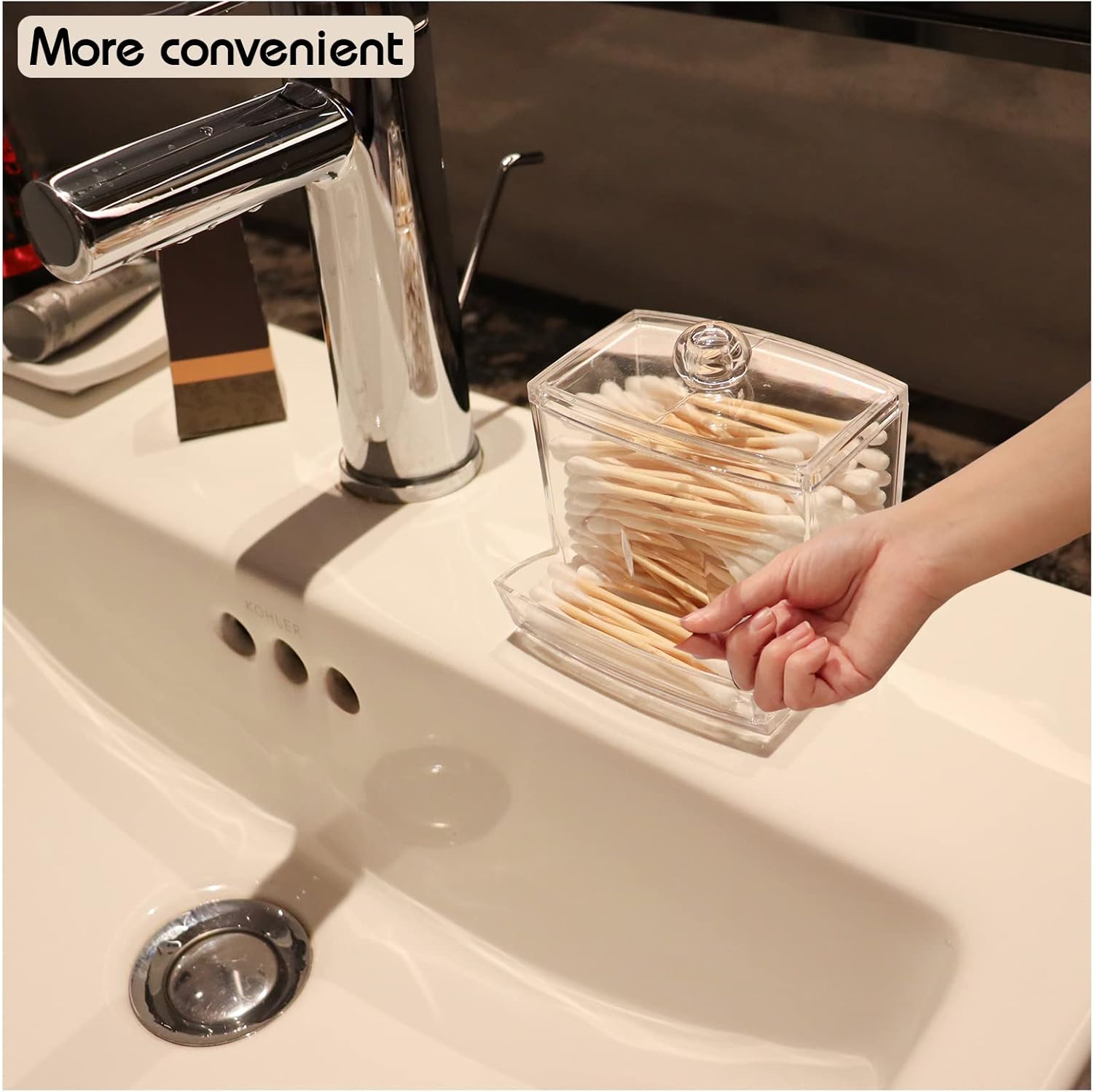 Qihomy Square Cotton Swab Storage Container