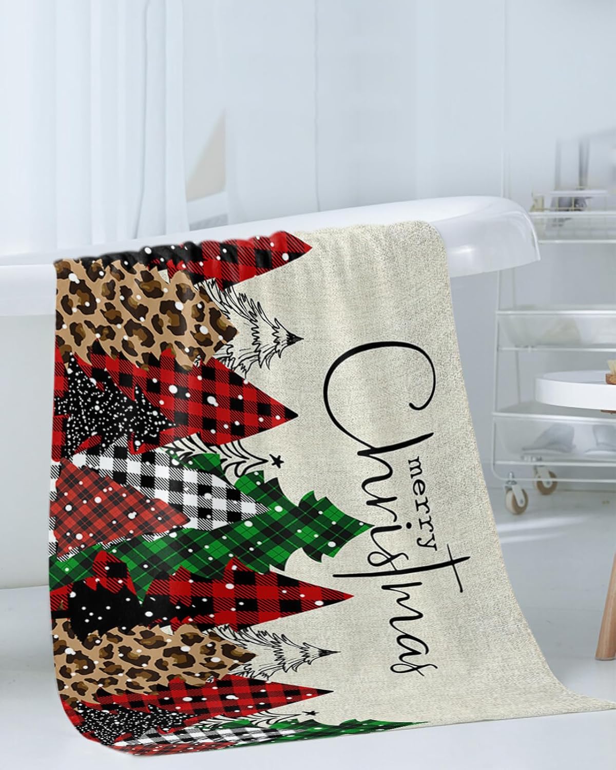 Chees D Zone Christmas Red Green Buffalo Plaid Bath Towel Set