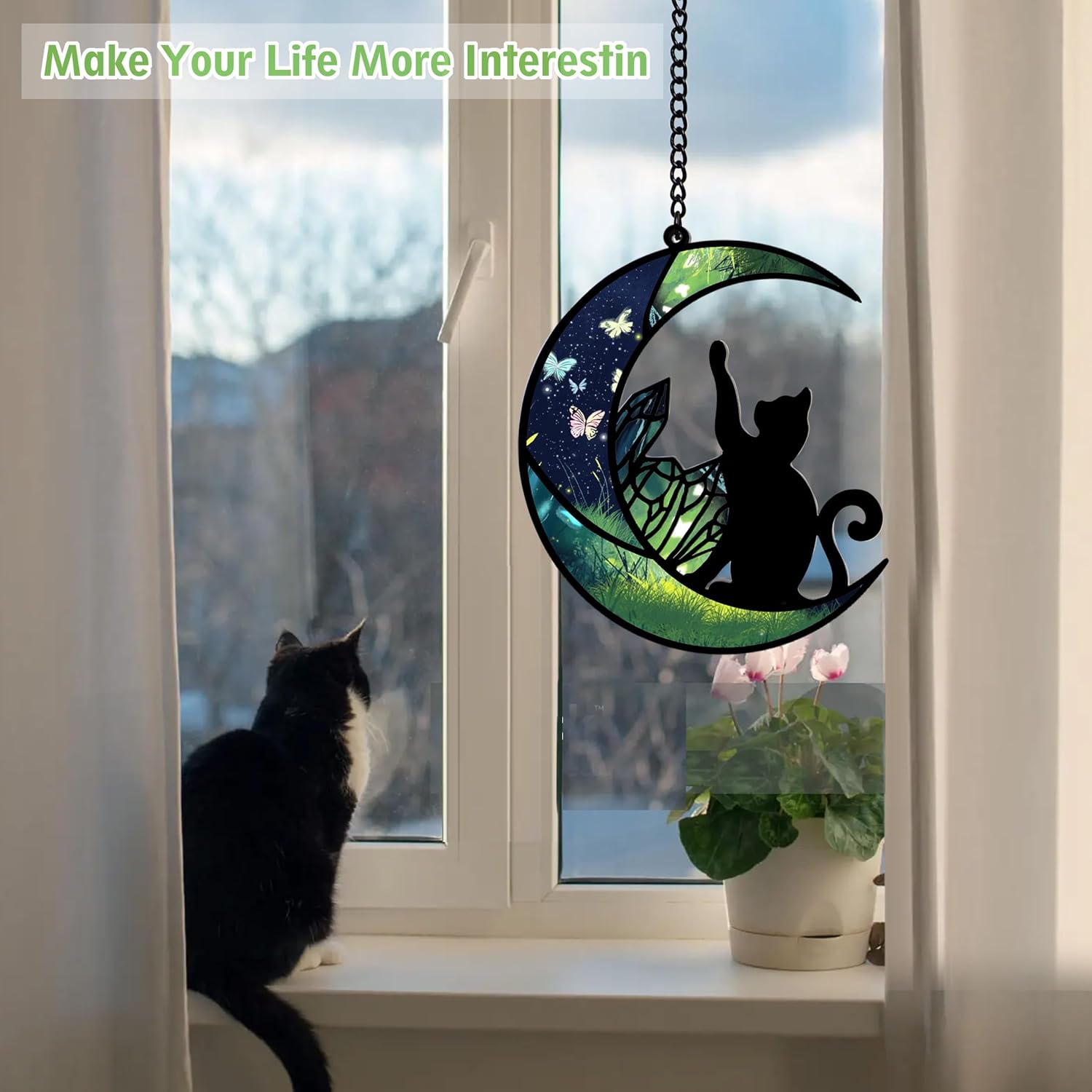 Cute Black Cat Hanging Decor Acrylic Gift for Women