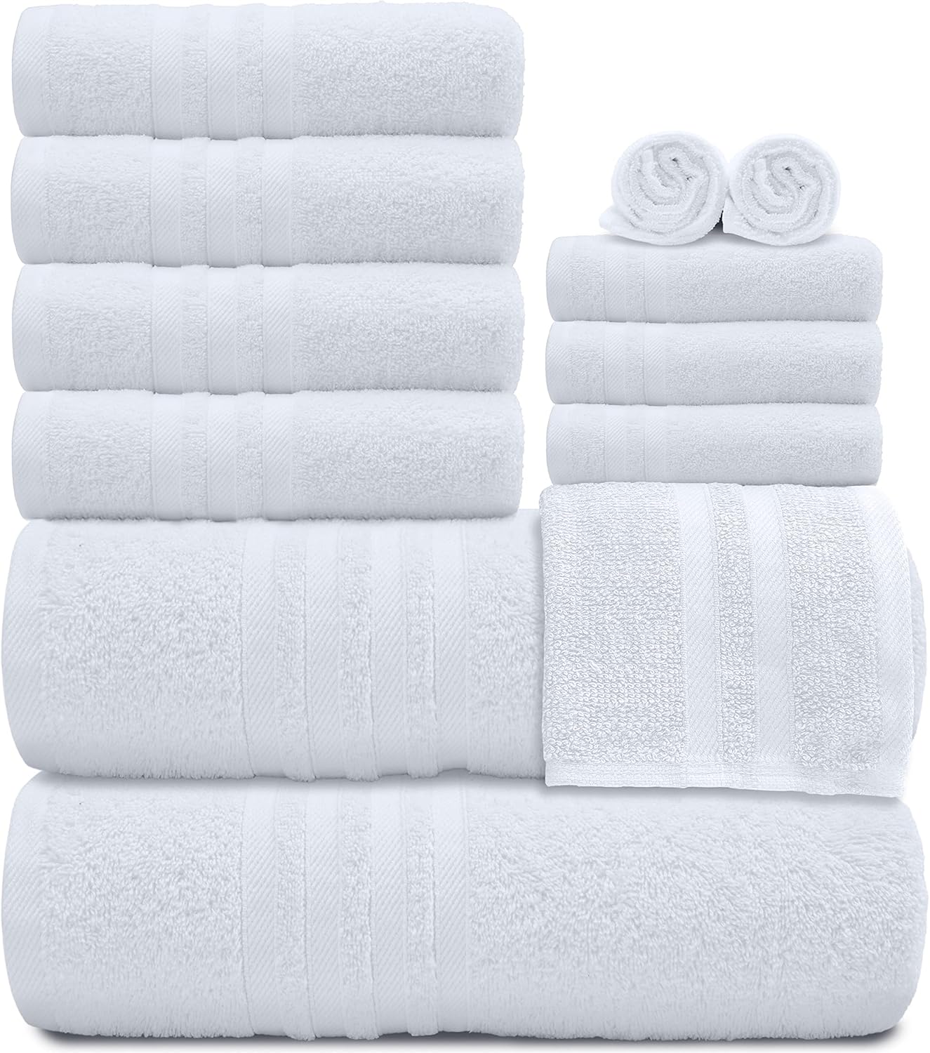 Wealuxe 12 Piece White Bath Towel Set