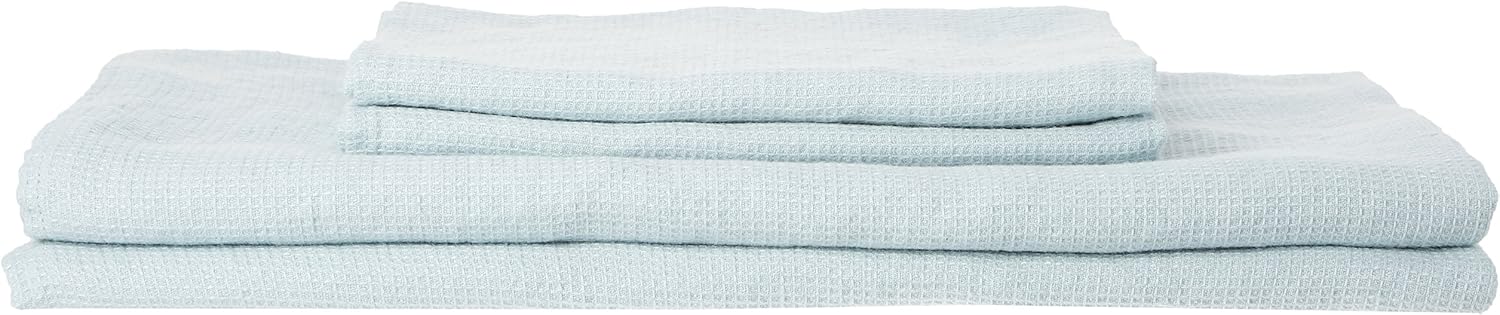 LinenMe 05374 Waffle Washed Linen Towel Set Ice Blue 1