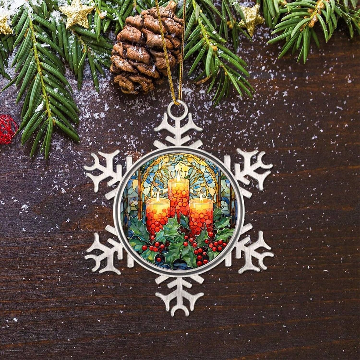 Zyadsinoudor 3 Inch Gold String Snowflake Ornament