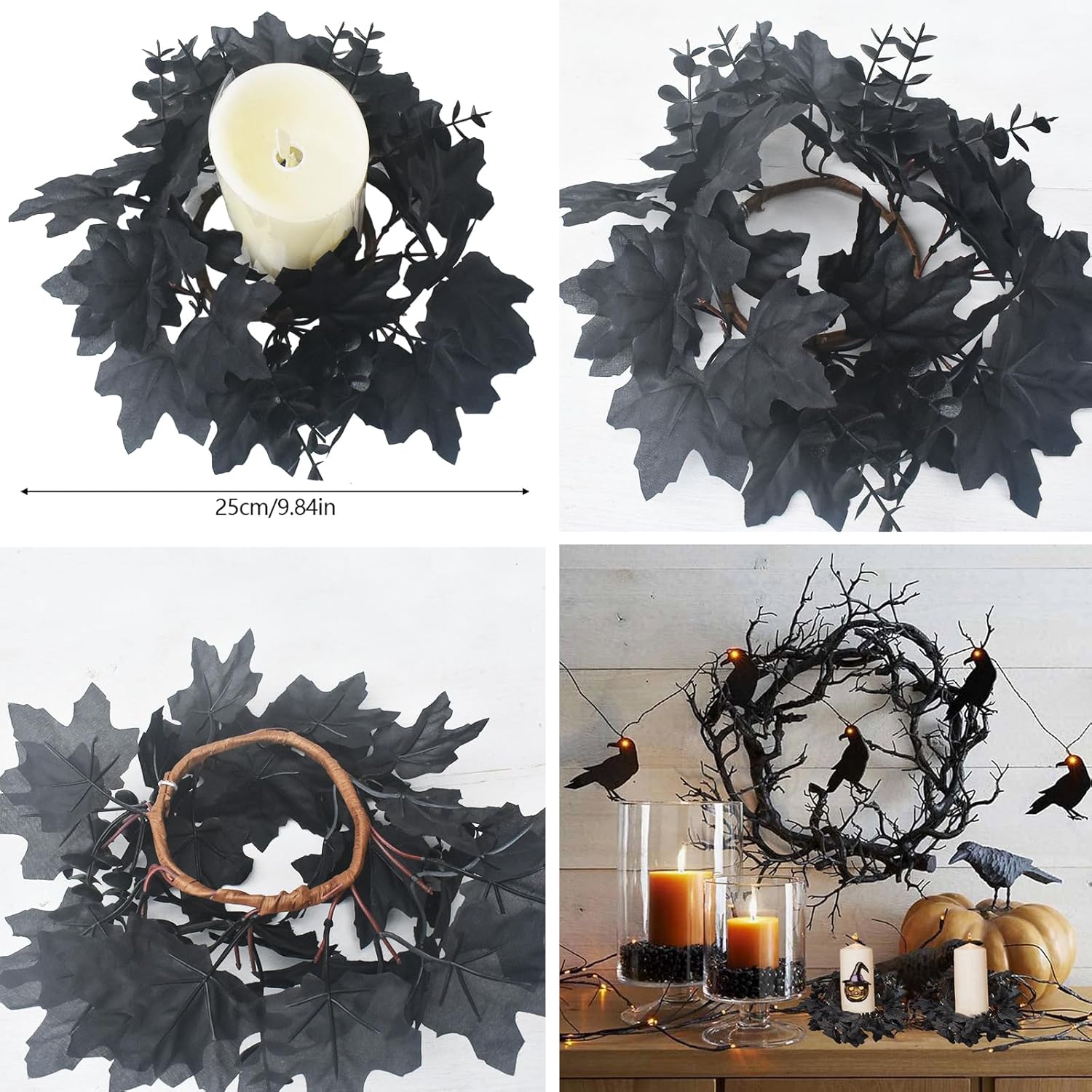 Halloween Black Candle Wreath Decorations 1