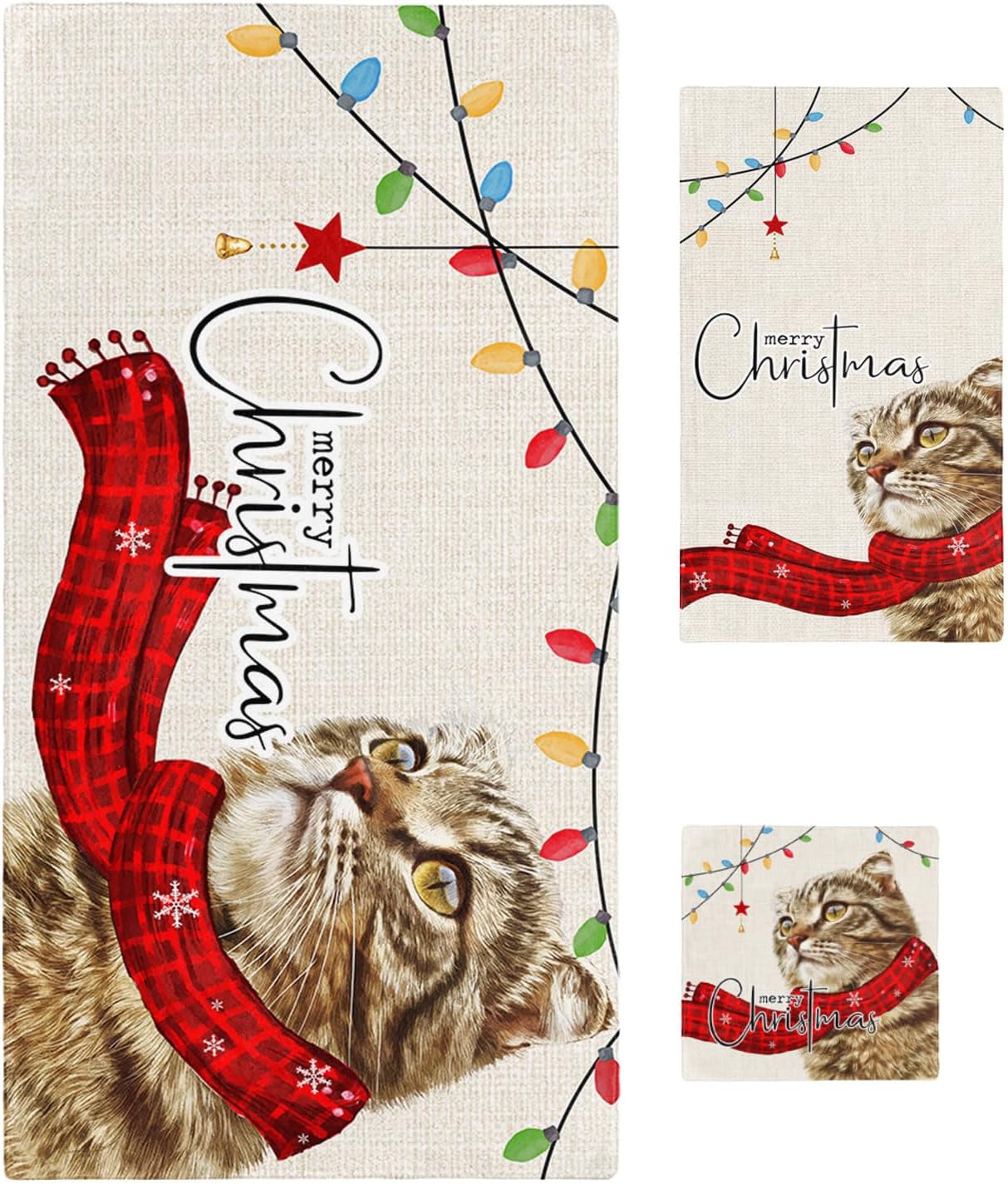 Merry Christmas Animal Towel Set of 3