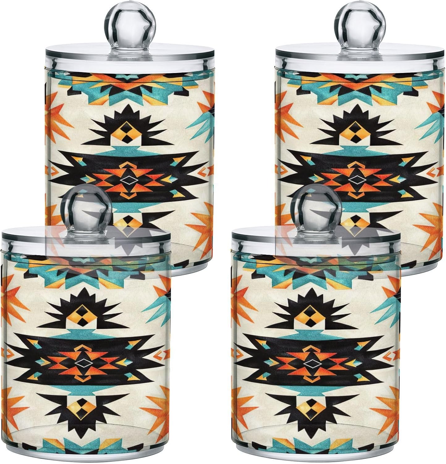 YETTASBIN Clear Apothecary Jars 2 Pack 14 oz Cotton Swab Holder with Lid