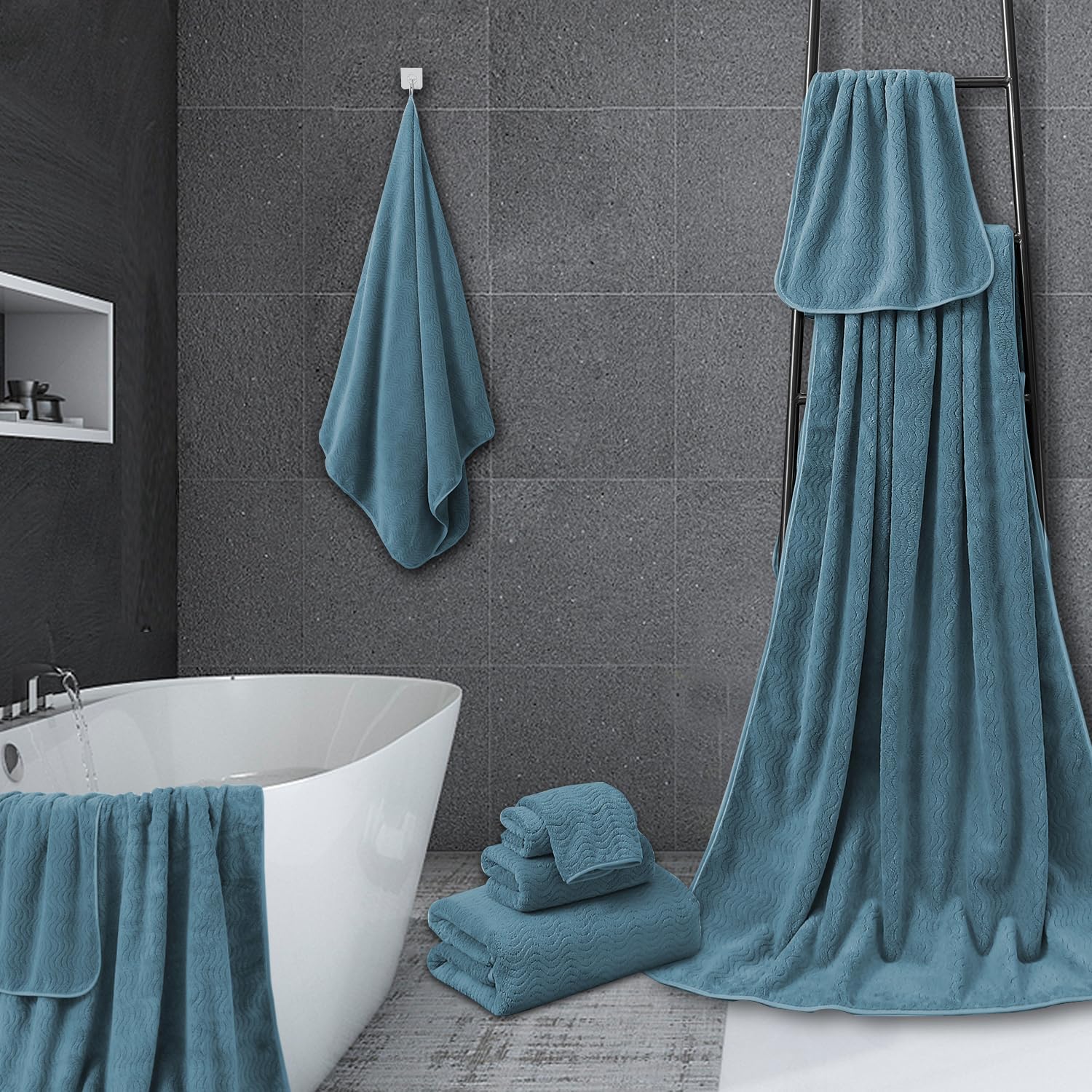Jessy Home 8 Piece Turquoise Towel Set