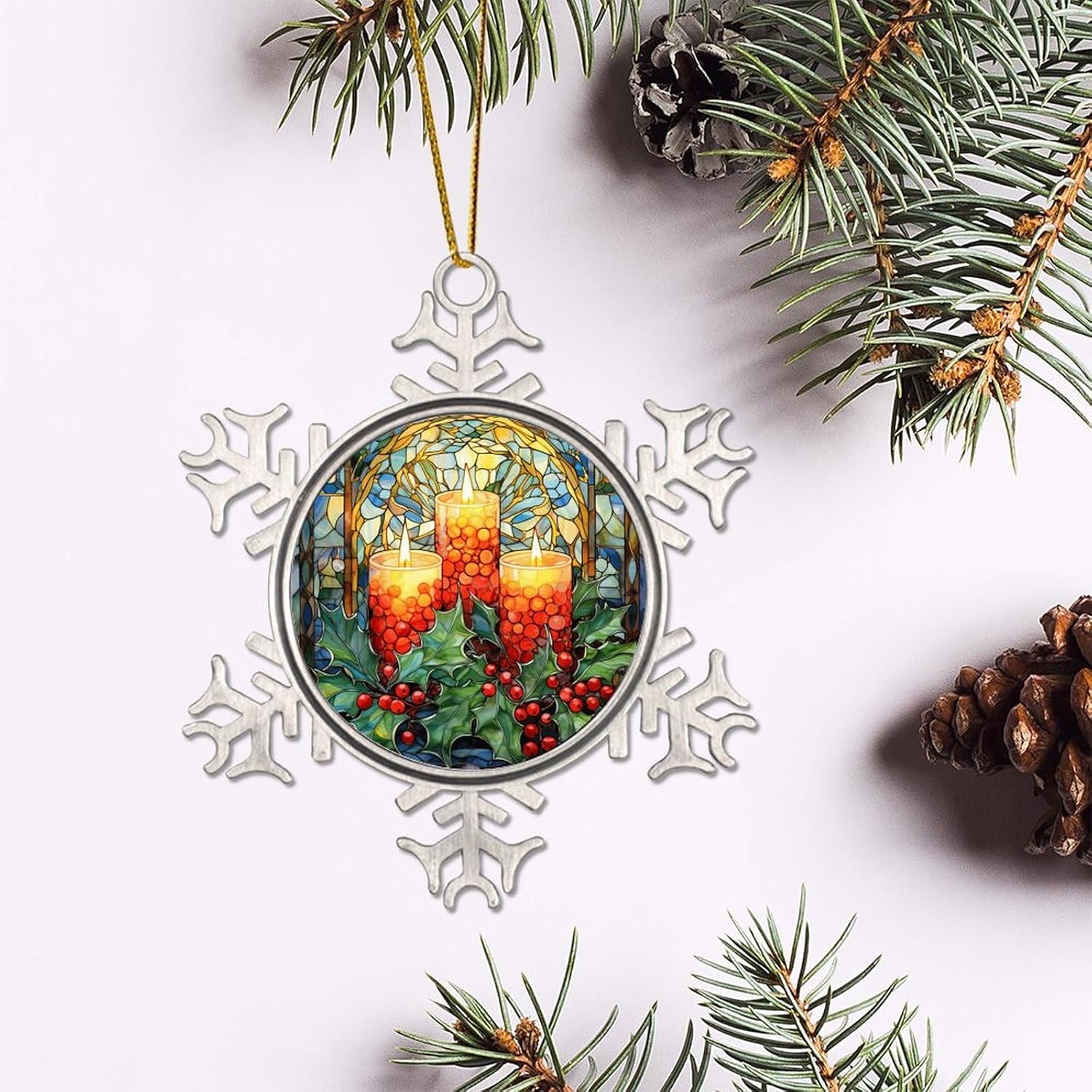 Zyadsinoudor 3 Inch Gold String Snowflake Ornament