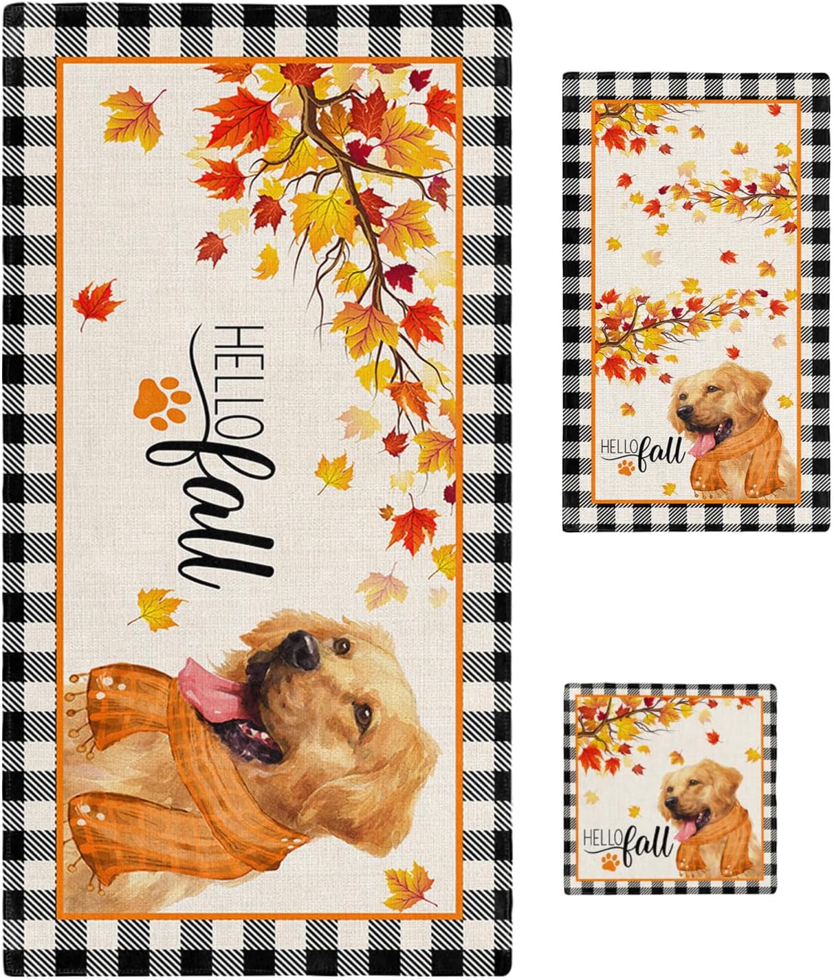 ZOE GARDEN Thanksgiving Fall Buffalo Plaid Towel Set 3-Piece