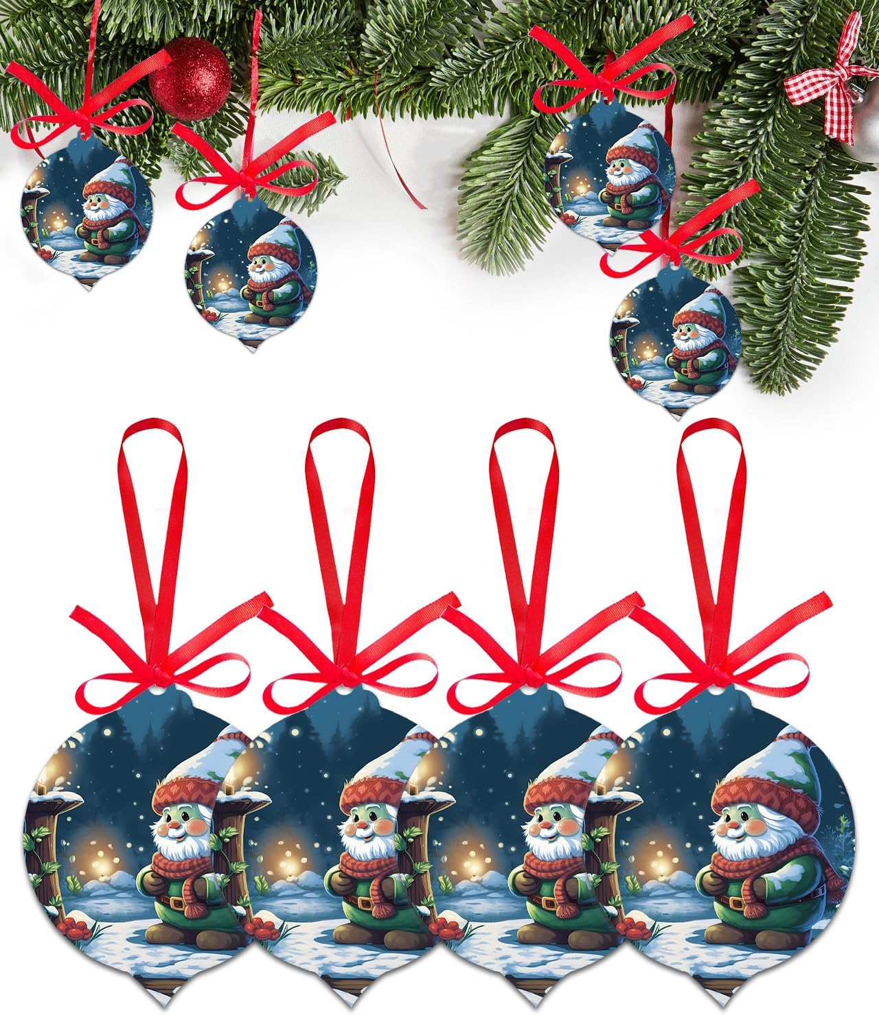 ZFUNCING 4 Piece Acrylic Santa Gnome Christmas Ornament