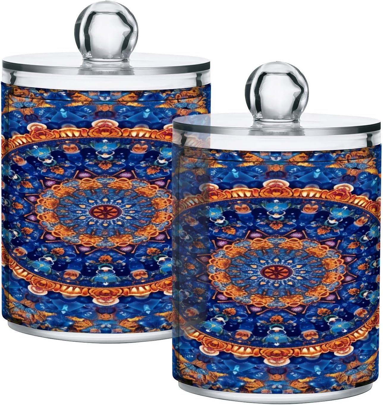 YETTASBIN Mandala Apothecary Jars 2 Pack 14 oz Clear Dispenser with Lid