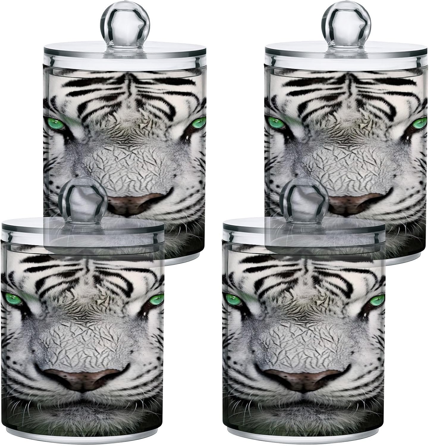 YETTASBIN Tiger Clear Plastic Jars 2 Pack Dispenser