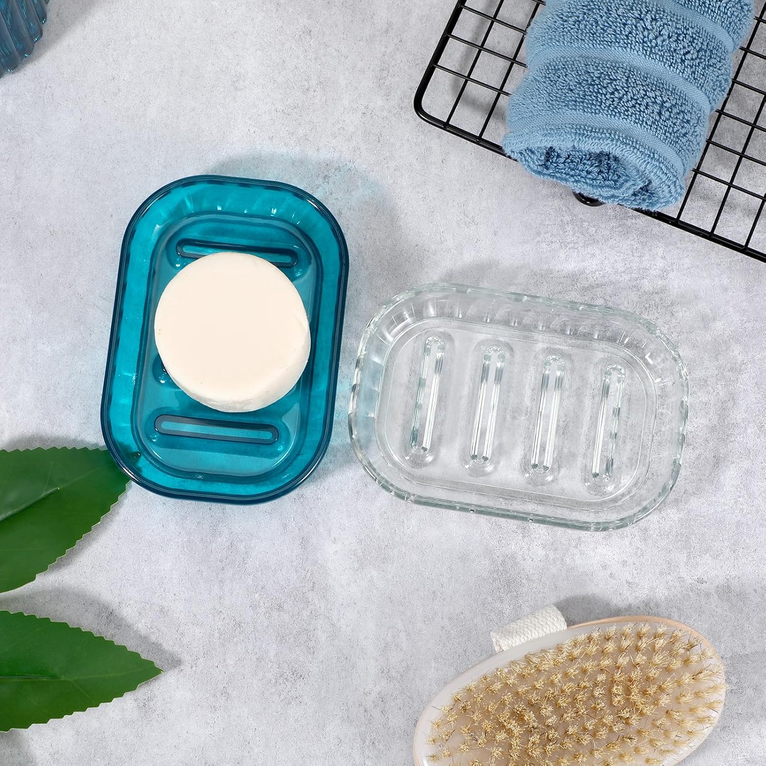 Qianyu 2 Pcs Clear Soap Saver Holder for Bathroom and Kitchen