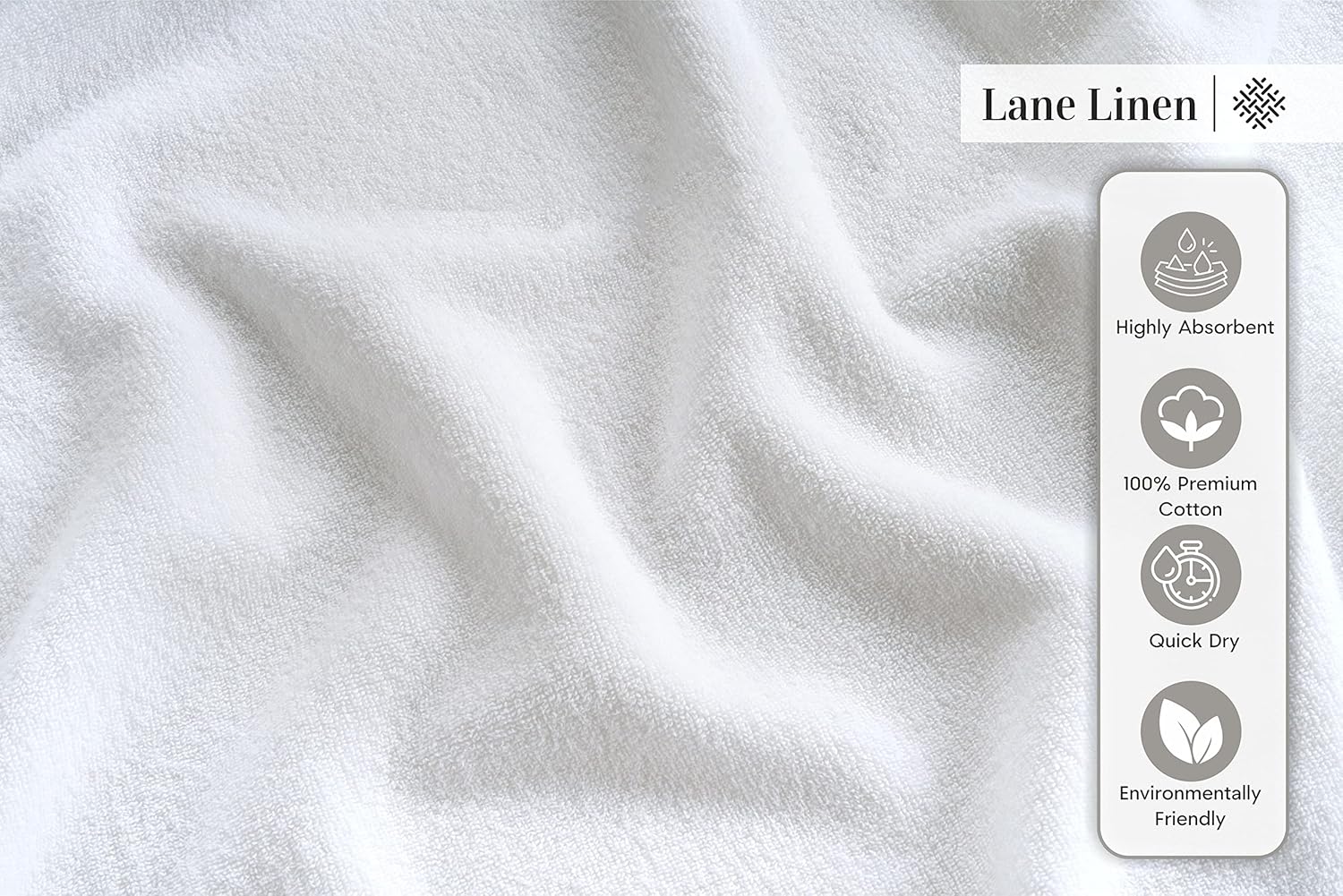 LANE LINEN 6-Piece Hand Towel Set - 16 x 28 Black White