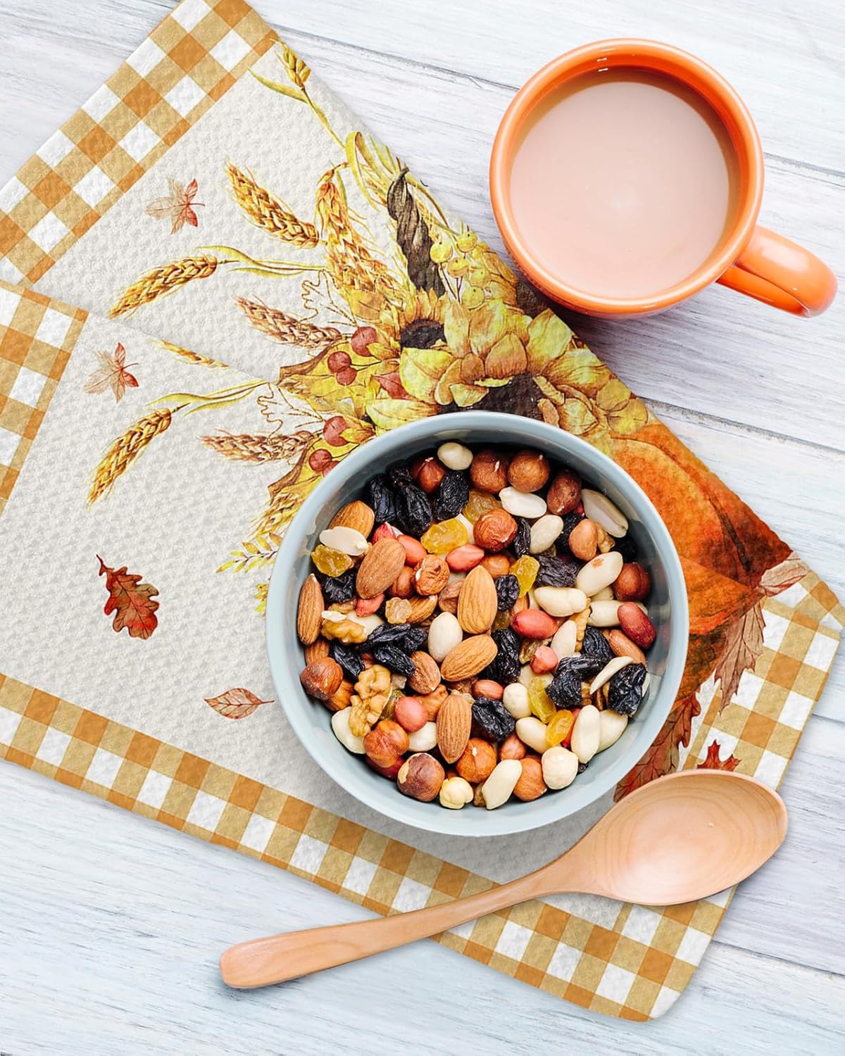 Pumpkin Sunflower Waffle Towel Set of 2