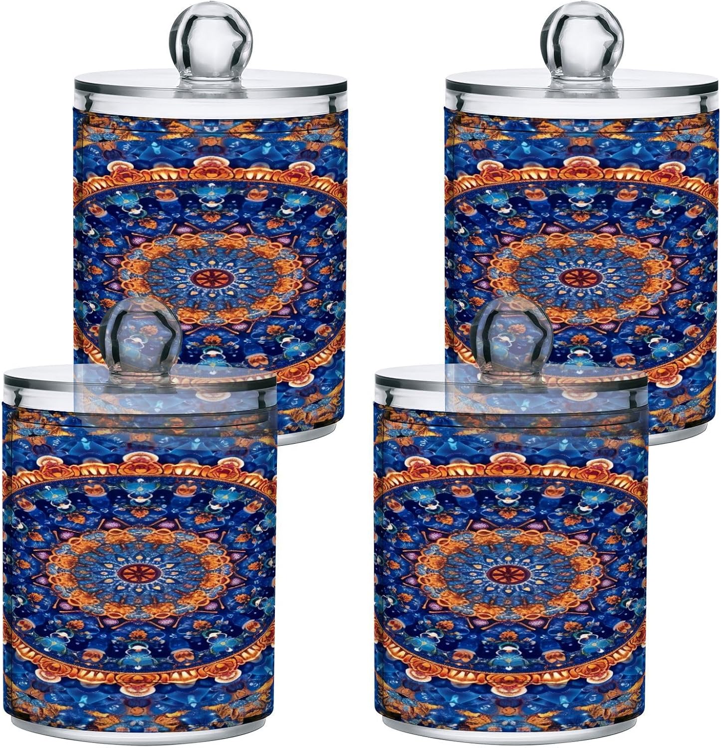 YETTASBIN Mandala Apothecary Jars 2 Pack 14 oz Clear Dispenser with Lid